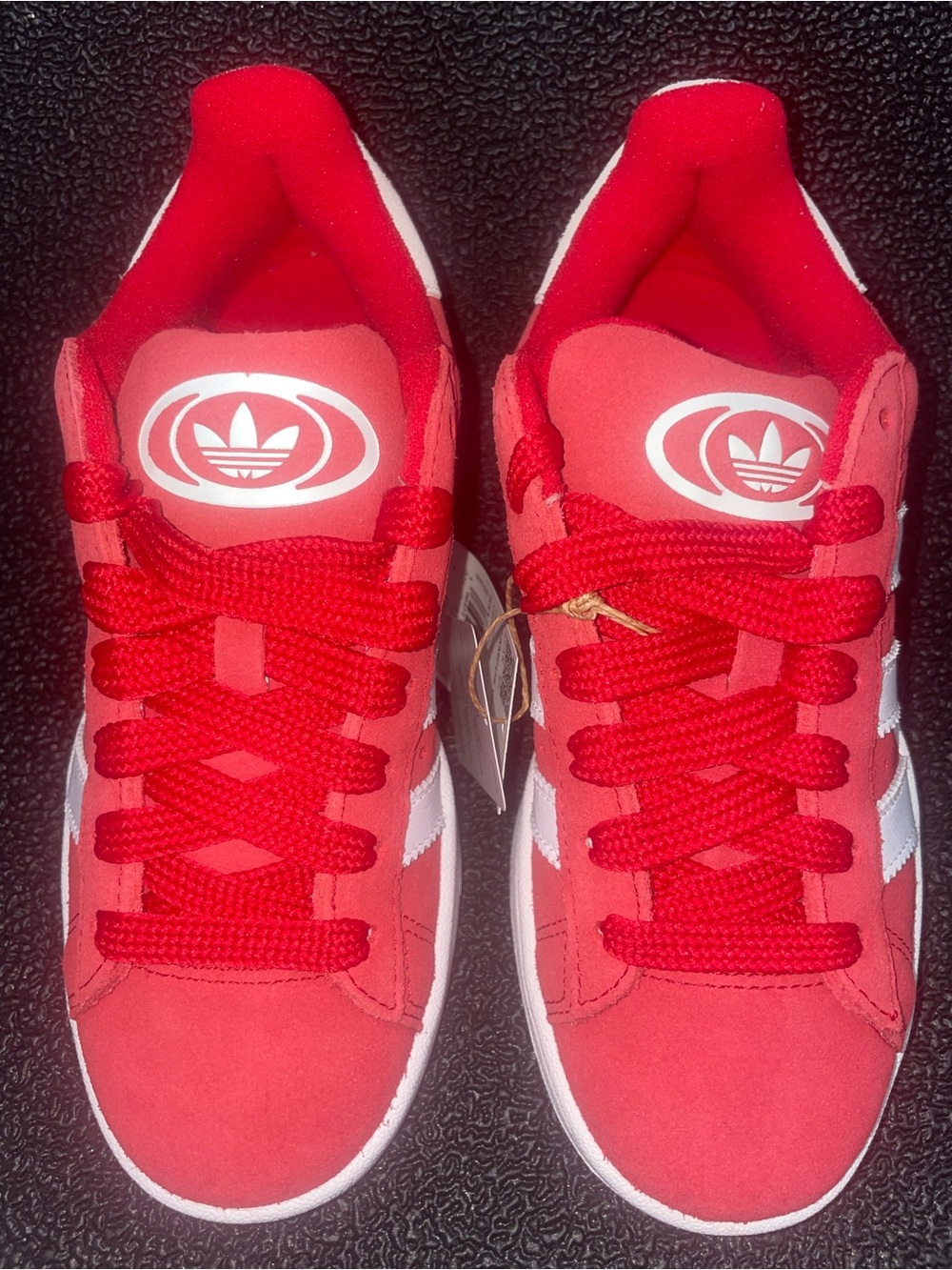 adidas Red Lace-Up Sneakers with White Stripes